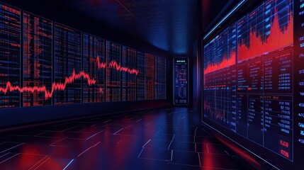 Obraz premium Stock market trends illustration flat design front view theme financial forecasting animation Complementary Color Scheme. 