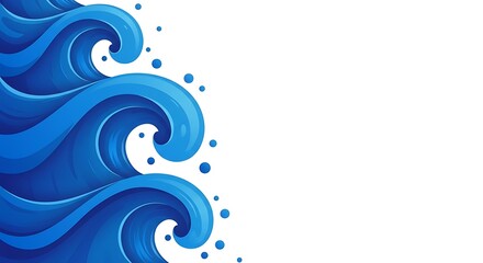 Naklejka premium Abstract blue vector illustration features a swirling wave pattern with light and dark blue shapes, evoking a sense of the sea