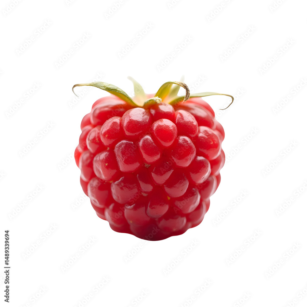 Poster highly detailed and lifelike raspberry with intricate textures showcasing its vibrant color and uniq