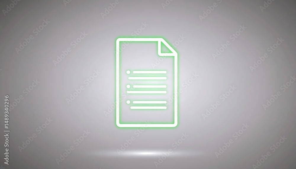 Poster a document icon rotating in a digital environment with activated encryption status tags in green dis