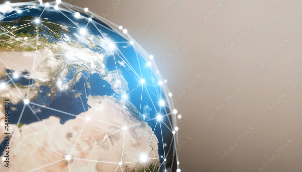 Aufkleber earth spinning with extensive cybersecurity connections demonstrating global data interactivity