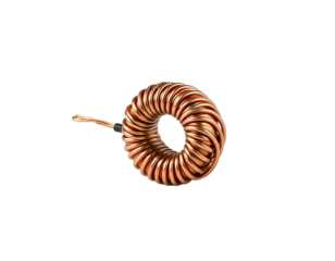 Close-up of a Toroidal Inductor with Copper Wire