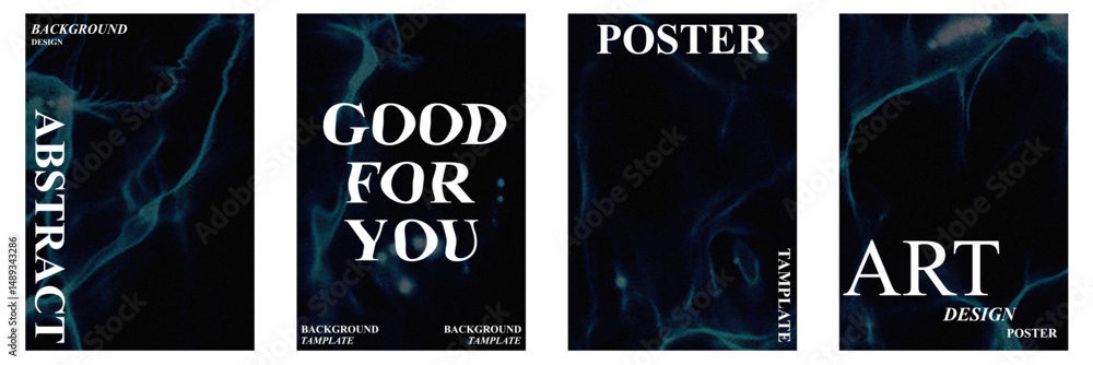 Poster abstract poster set with wavy and textured grain effect. modern minimal design for creative backgrou