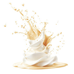 Creamy, light-beige whipped topping, splashing in a dramatic, artistic explosion