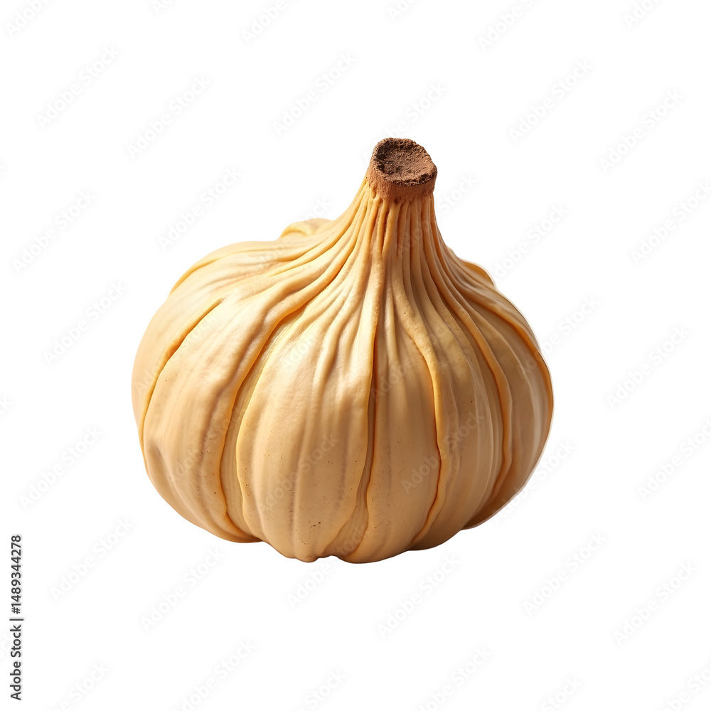 Poster highly detailed and realistic depiction of a single nutmeg seed, showcasing its intricate texture an