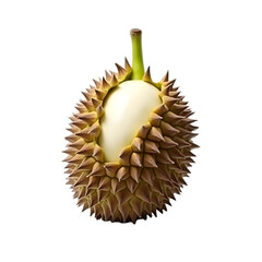Highly Detailed and Realistic Depiction of a Single Striking and Unique Durian Fruit Against a Plain Setting