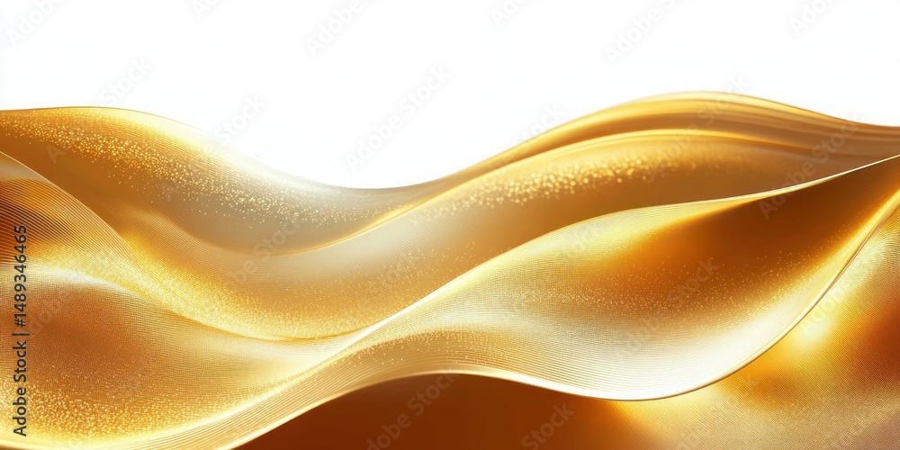 Poster abstract golden wave pattern with smooth shimmering flowing curves on bright background