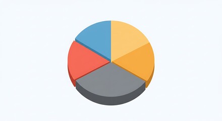 3D Pie Chart Graphic: Colorful Segments on White Background