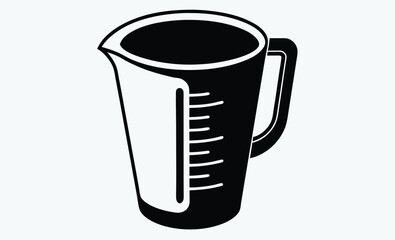 Measuring cup silhouette, Kitchen cup icon, Liquid measuring container, Black cup graphic, Cooking tool vector