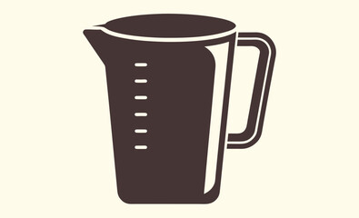 Measuring cup silhouette, Kitchen cup icon, Liquid measuring container, Black cup graphic, Cooking tool vector