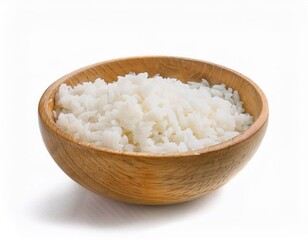 Delicious Cooked White Rice in a Wooden Bowl Ready to Serve
