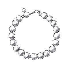 Obraz premium Elegant Hand-Drawn Pearl Bracelet Sketch Symbol Isolated on White Background