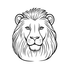 Obraz premium Lion head illustration in detailed line art style representing travel 