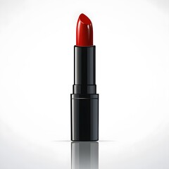 Obraz premium Professional Realistic Red Lipstick with Reflection Isolated on White Background for Makeup Artistry and Beauty Fashion Concepts