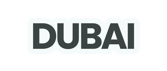 DUBAI stickers with gray theme on transparent background. 