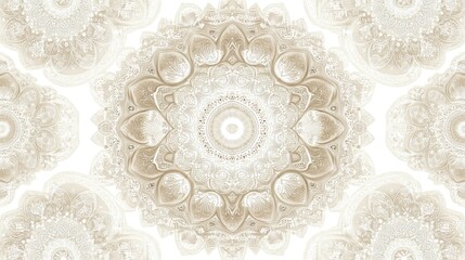 Beige mandala design intricate floral pattern symmetrical artwork