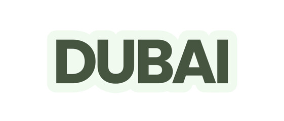 DUBAI stickers with green theme on transparent background. 