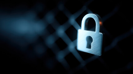 Digital lock symbol over dark background representing security and data protection