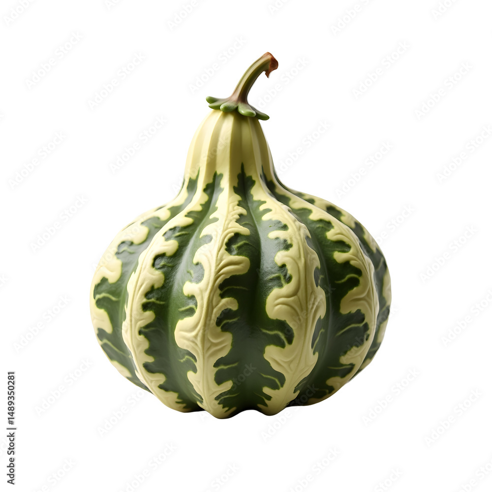 Poster Highly Detailed and Realistic Ivy Gourd with Intricate Swirls Pattern on a Solid Color Background