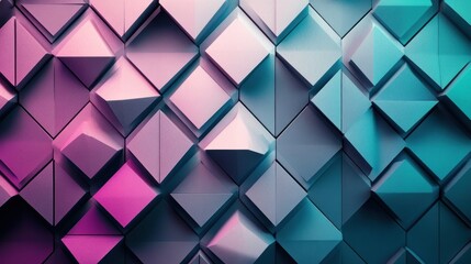 Abstract geometric background pink blue gradient pyramid diamond shapes texture
