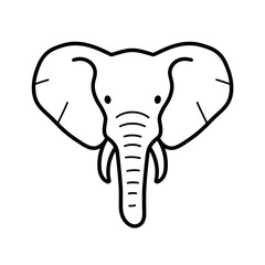 Simple line drawing of an elephant head on a white background - Concept of idea design for t-shirt  
