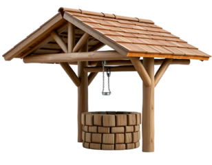 Wooden Well with a Shingle Roof
