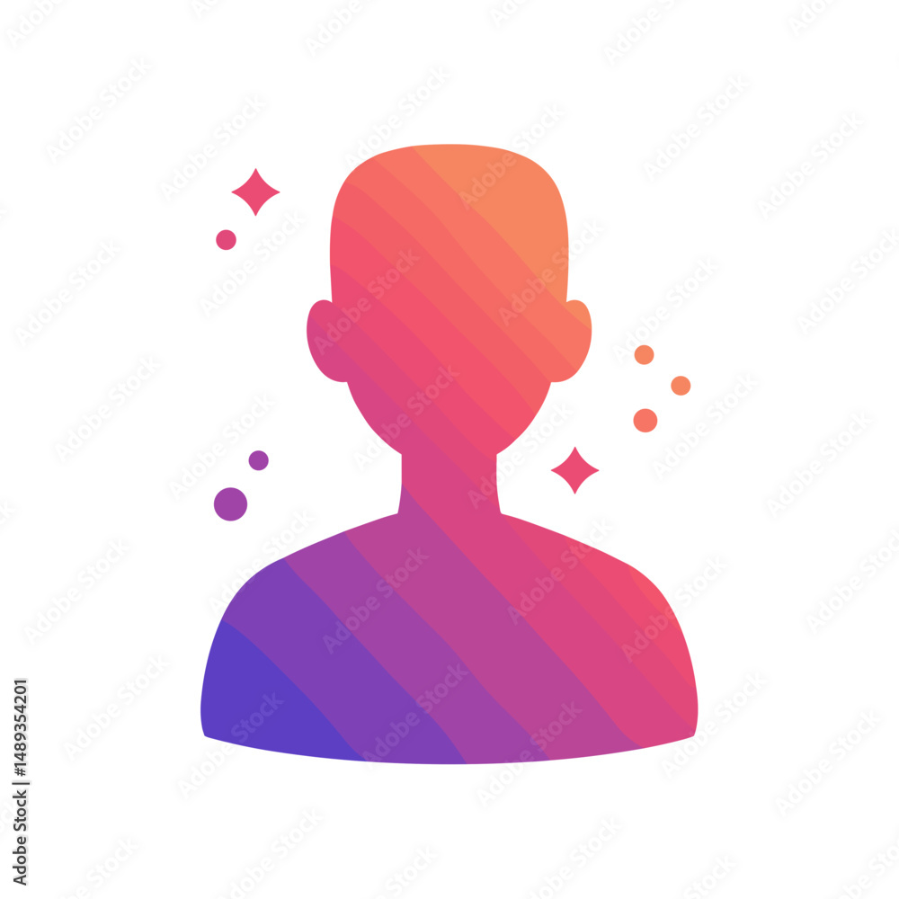 Poster abstract silhouette of a person with gradient colors and shapes