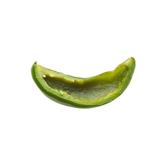Close-up of a Single Green Bell Pepper Slice, Isolated on Black Background