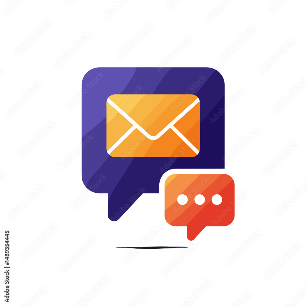 Poster colorful messaging icons representing communication and connection