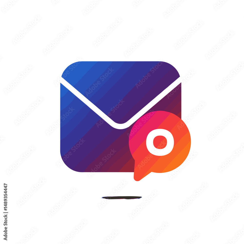 Poster abstract envelope icon with notification bubble in gradient colors