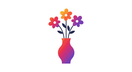Colorful flowers in decorative vase with gradient design  