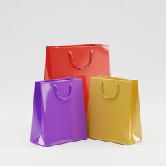 Colorful Shopping Bags Arrangement on White Background