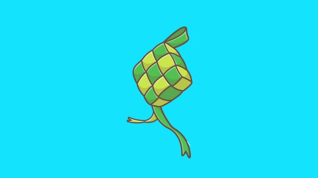 Carefully crafted vector animation design of ketupat in editable style, premium icon animation, 4K video, motion graphic element.