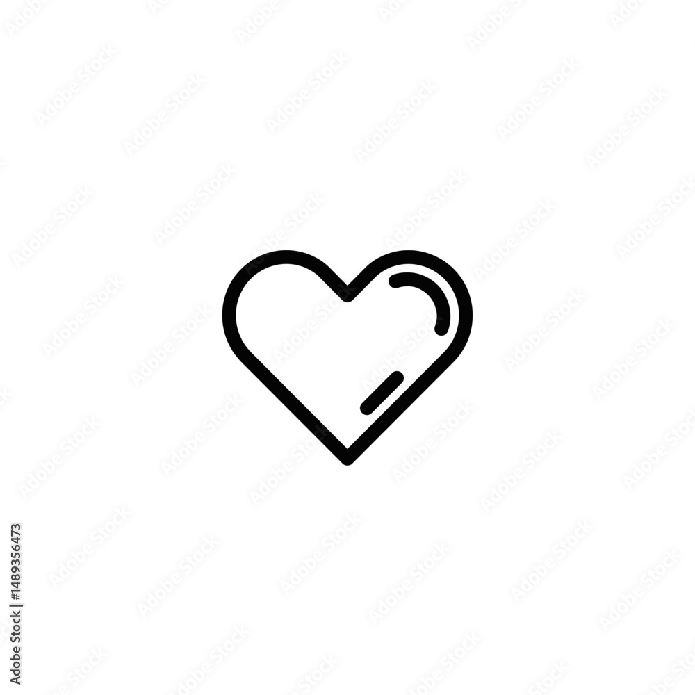 Poster simple heart icon in minimal line art style on a white background