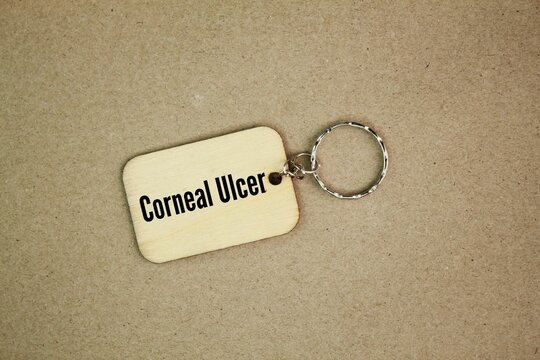 Wooden tag with the word corneal ulcer. Ulcerative keratitis, or simply keratitis, is an inflammation of the cornea.