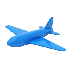 A simplistic blue airplane   with wings and tail visible clearly isolated on transparent background
