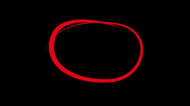 Circle marker with drawing effect, Animated red circle drawn, red marker pen style, doodle red circle marker and underline stroke, Red Circle Highlighter Scribble Animation on transparent background.