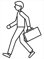 Businessman Walking with Briefcase Professional Outline Vector Illustration for Corporate Use