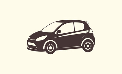 Hatchback car silhouette, Car side view, Vehicle top view, Car front icon