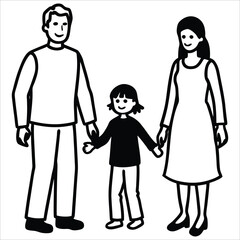 Happy Family Unity and Celebration Black and White Icon