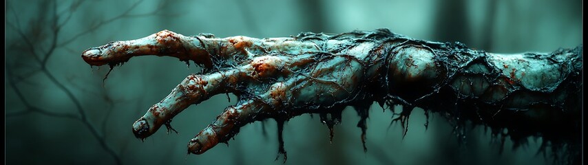 Decayed zombie hand reaching out