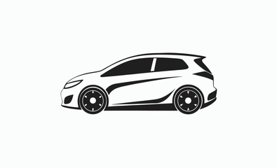 Hatchback car silhouette, Car side view, Vehicle top view, Car front icon
