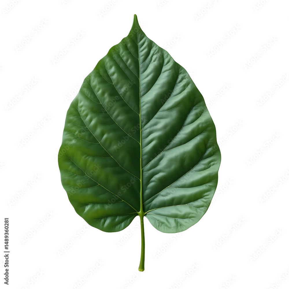 Poster highly detailed photorealistic cannula leaf displaying intricate veins and textural details isolated