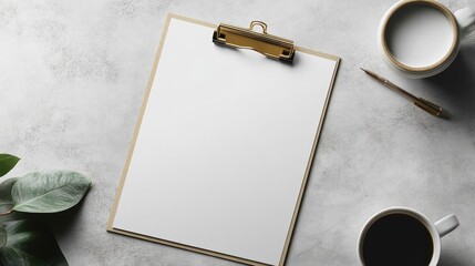 Blank clipboard mockup workspace flatlay office desk minimalist design template