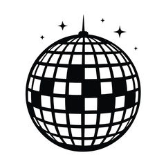 Obraz premium disco ball with stars silhouette vector illustration, disco ball icon 