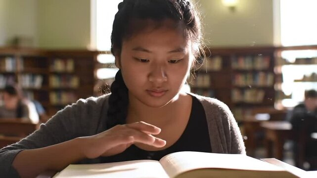 Blind students read braille