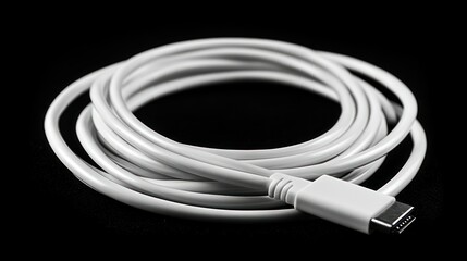 Rolled-up white USB-C cable