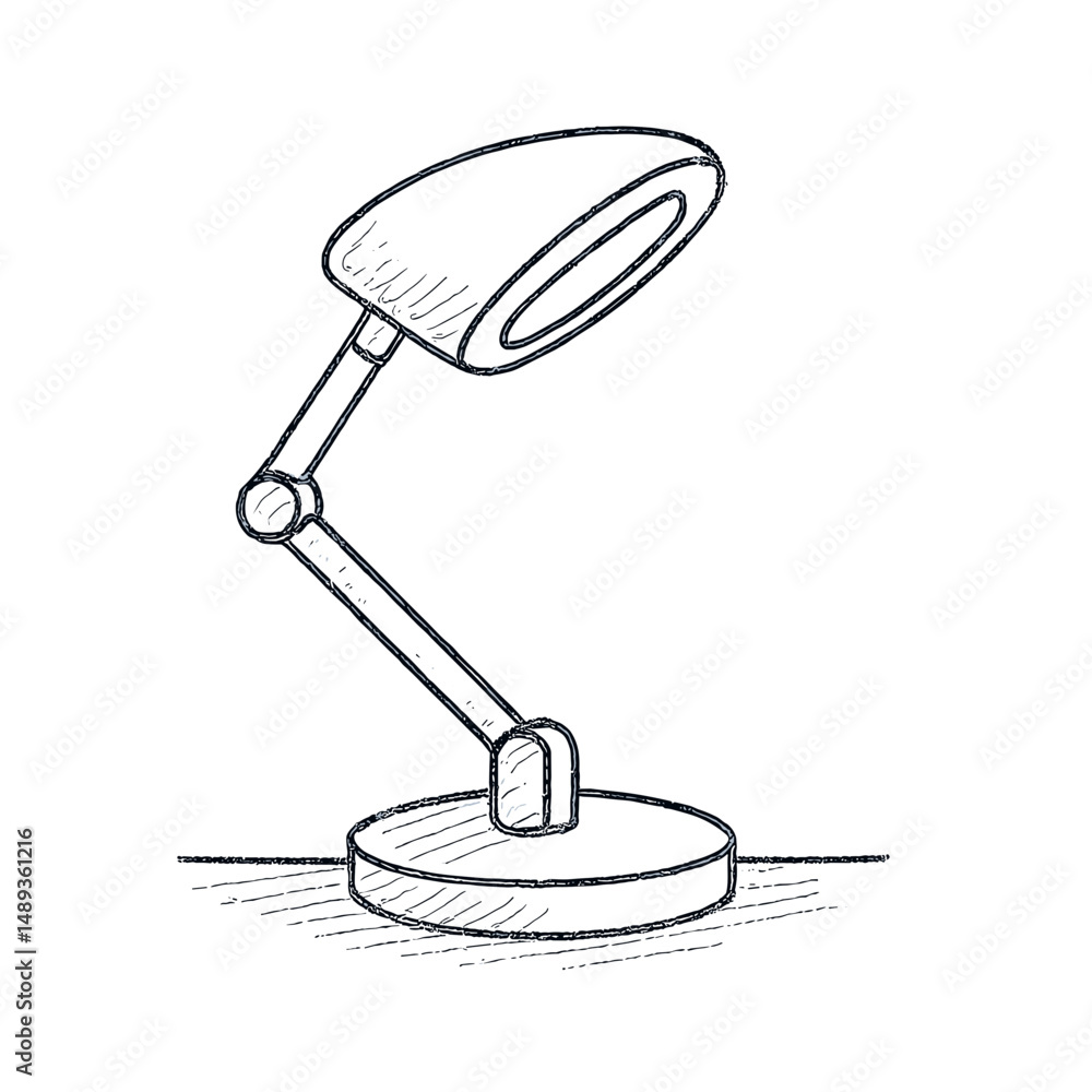 Poster desk lamp sketch in modern style with minimalist design