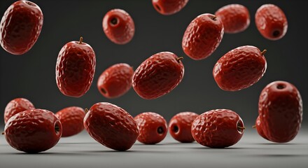 Floating Red Dates on Transparent Background with Generative AI Effect
