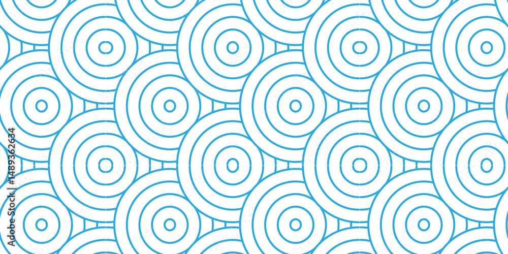 Aufkleber overlapping pattern minimal diamond geometric waves spiral abstract circle wave line. blue seamless 